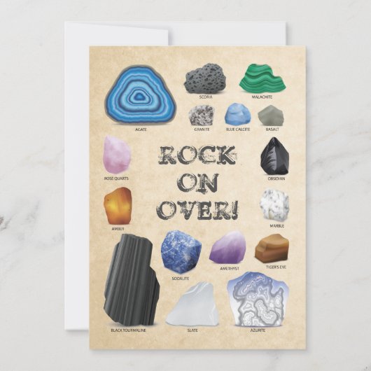 地質学誕生日パーティー岩石宝石の結晶 招待状 (裏面)