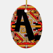 地質学部族/民族パターンとイニシャル セラミックオーナメント (正面)