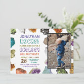 地質学 誕生日パーティー 岩 石 結晶 写真 招待状 (スタンド正面)