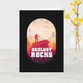 地質岩山おもしろい地質学者 カード (黄色い花)