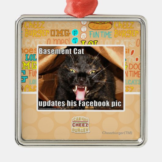 地階猫 メタルオーナメント (正面)