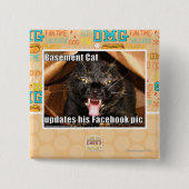 地階猫 缶バッジ (正面)