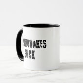 地震ってマジ最悪 - 地震のサバイバー マグカップ (正面左)