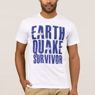 地震の生存者-青 Tシャツ