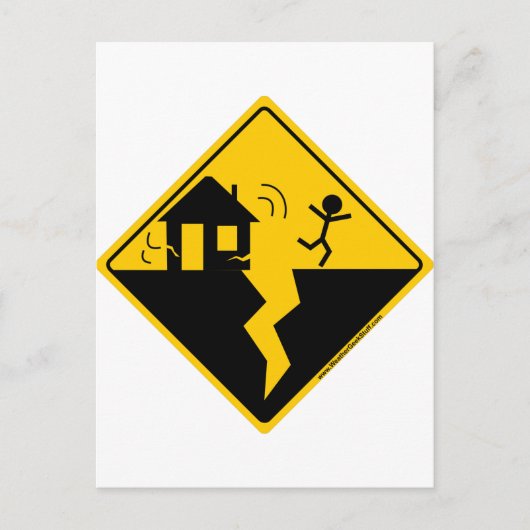 地震の警告商品と衣類 ポストカード (正面)