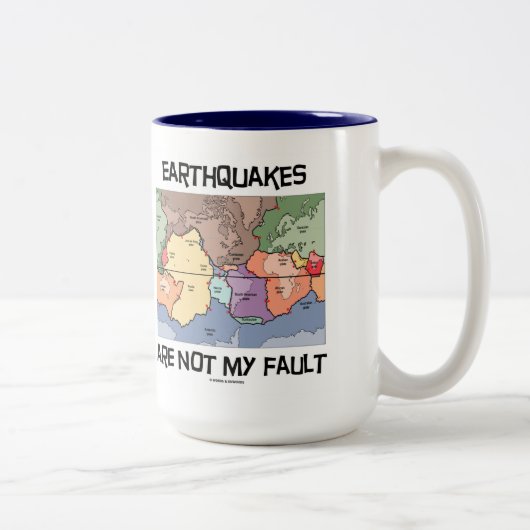 地震は私の障害ではないプレートテクトニクスマップ ツートーンマグカップ (右)