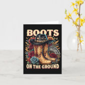 地面にブーツ,女性のカーボーイリーナンス,ブーツカウボ カード (黄色い花)