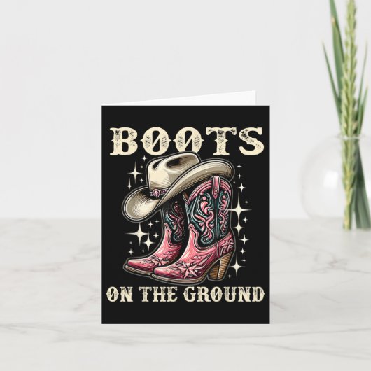 地面にブーツ，女性のカーボーイリーナンス，ブーツカウボ カード (正面)