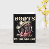 地面にブーツ，女性のカーボーイリーナンス，ブーツカウボ カード (黄色い花)