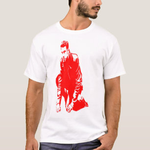 地面に手を置いた男の赤いシルエット Tシャツ