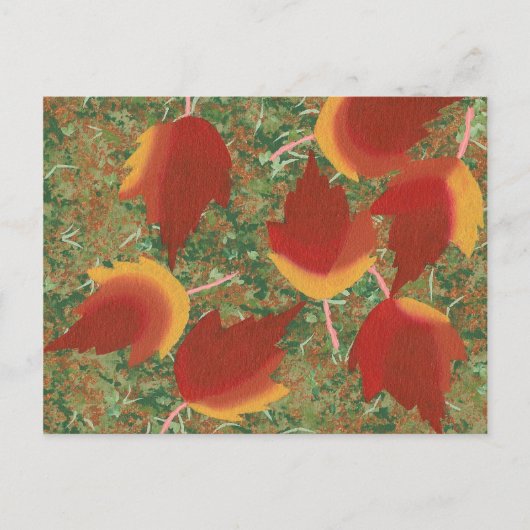 地面に散る抽象的な秋のイロハカエルの葉のポストカード ポストカード (正面)