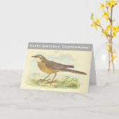 地面に立つ茶色い羽の鳥 カード (黄色い花)