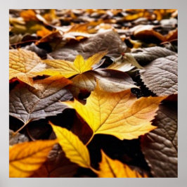 地面に美しい秋の葉4ポスター ポスター