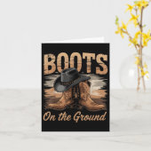 地面のブーツ女性のカーボーイライン踊る女性の男性K カード (黄色い花)