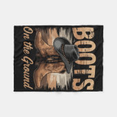 地面のブーツ女性のカーボーイライン踊る女性の男性K フリースブランケット (正面(横))