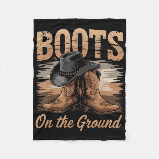 地面のブーツ女性のカーボーイライン踊る女性の男性K フリースブランケット (正面)