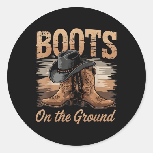 地面のブーツ女性のカーボーイライン踊る女性の男性K ラウンドシール (正面)