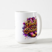 地面のブーツ:水色ブーツ コーヒーマグカップ (正面右)