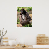 地面の穴に座っている変態クモのサル ポスター (キッチン)