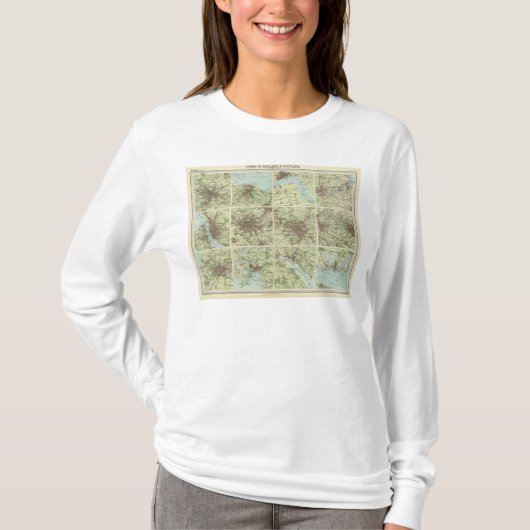 均一スケールのイギリス及びスコットランドの町 Tシャツ (正面)