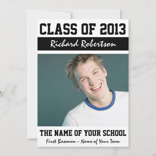 均一数を用いる野球選手の卒業 招待状 (裏面)