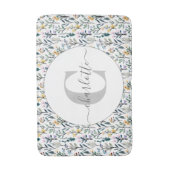 坊保水彩山花文様モノグラム名  バスマット (正面縦)