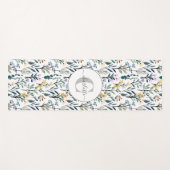 坊保水彩山花文様モノグラム名 ヨガマット (正面(横))