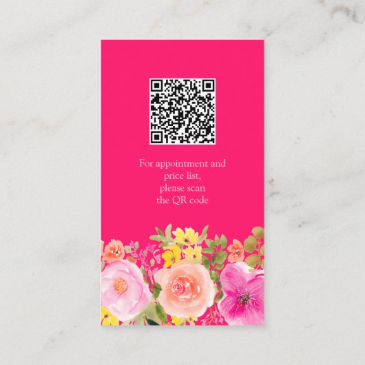 坊保野花ガーデンの水彩メイクアップヘア 名刺 (裏面)