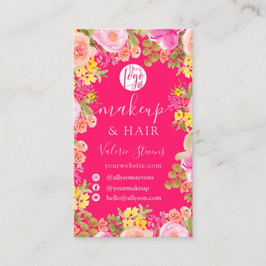 坊保野花ガーデンの水彩メイクアップヘア 名刺 (正面)