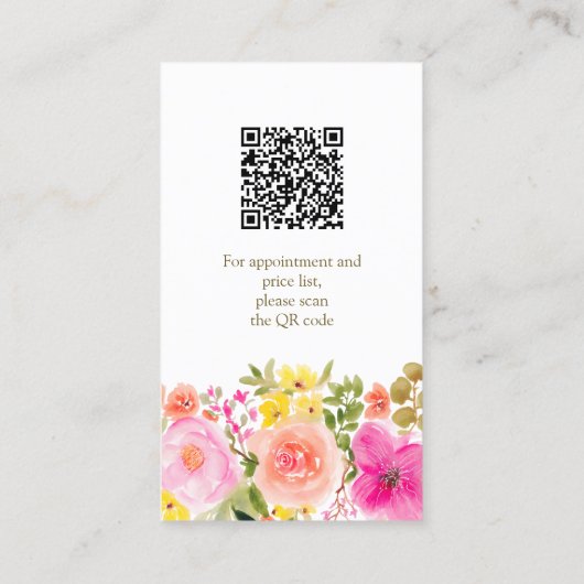 坊保野花ガーデンの水彩メイクアップヘア 名刺 (裏面)