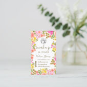 坊保野花ガーデンの水彩メイクアップヘア 名刺 (スタンド正面)