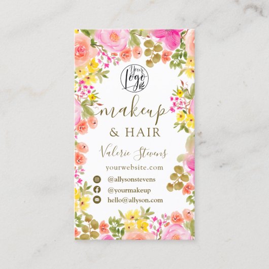 坊保野花ガーデンの水彩メイクアップヘア 名刺 (正面)