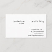 坐らせて下さい: 付き添い、ベビーシッターをかわいがって下さい 名刺 (裏面)