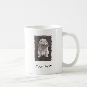 坐るかわいいバニーの絵画 コーヒーマグカップ