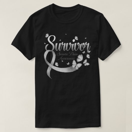 坐骨神経痛啓発サバイバーバタフライ Tシャツ (デザイン正面)