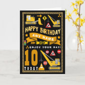 坑夫の建築のパーソナライズなバースデー・カード カード (黄色い花)