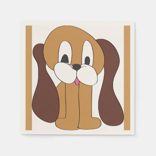垂れ耳の子犬 スタンダードカクテルナプキン (正面)