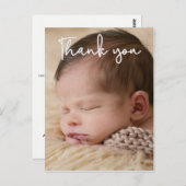 垂直お礼ベビー写真誕生のお知らせ ポストカード (正面/裏面)