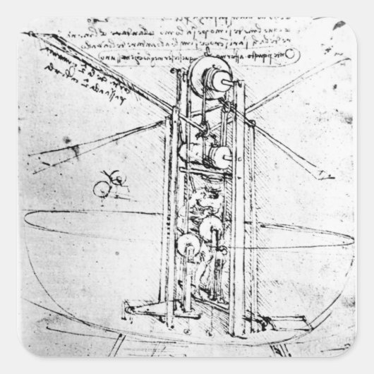垂直に立つ鳥の翼飛んでいる スクエアシール (正面)