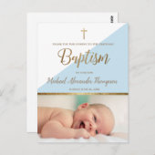 垂直のバック 赤ちゃん男の子の写真 クリスティアーノ 洗礼 ポストカード (正面/裏面)