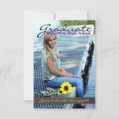 垂直の大学院の写真 – 3x5 Chalkboardのストライプ 招待状 (正面)