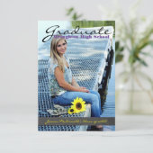 垂直の大学院の写真 – 3x5 Chalkboardのストライプ 招待状 (スタンド正面)