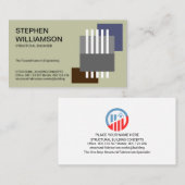 垂直の白い鉄筋建物ブロックエンジニアリング 名刺 (正面/裏面)