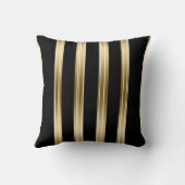 垂直の黒と金ゴールドストライプの白の背景 クッション (裏面)