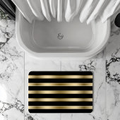 垂直の黒と金ゴールドストライプの白の背景 バスマット