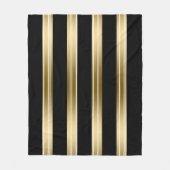 垂直の黒と金ゴールドストライプの白の背景 フリースブランケット (正面)