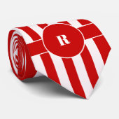 垂直はっきりした赤と白水玉模様付きストライプ ネクタイ (ロール)