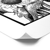 垂直ひまわりアートプリント白黒 ポスター (角)