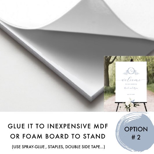 垂直ほこりっぽいブルーモノグラム結婚の歓迎サイン ポスター