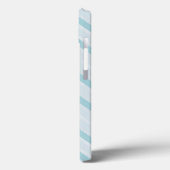 垂直ほこりっぽい青と銀ストライプ色 Case-Mate iPhoneケース (裏面 / 左)